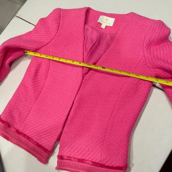 ETCETERA PORTIA JACKET TWEED FRINGE TRIM HOT PINK SZ XS SOPHISTICATED AESTHETIC - Picture 2 of 16